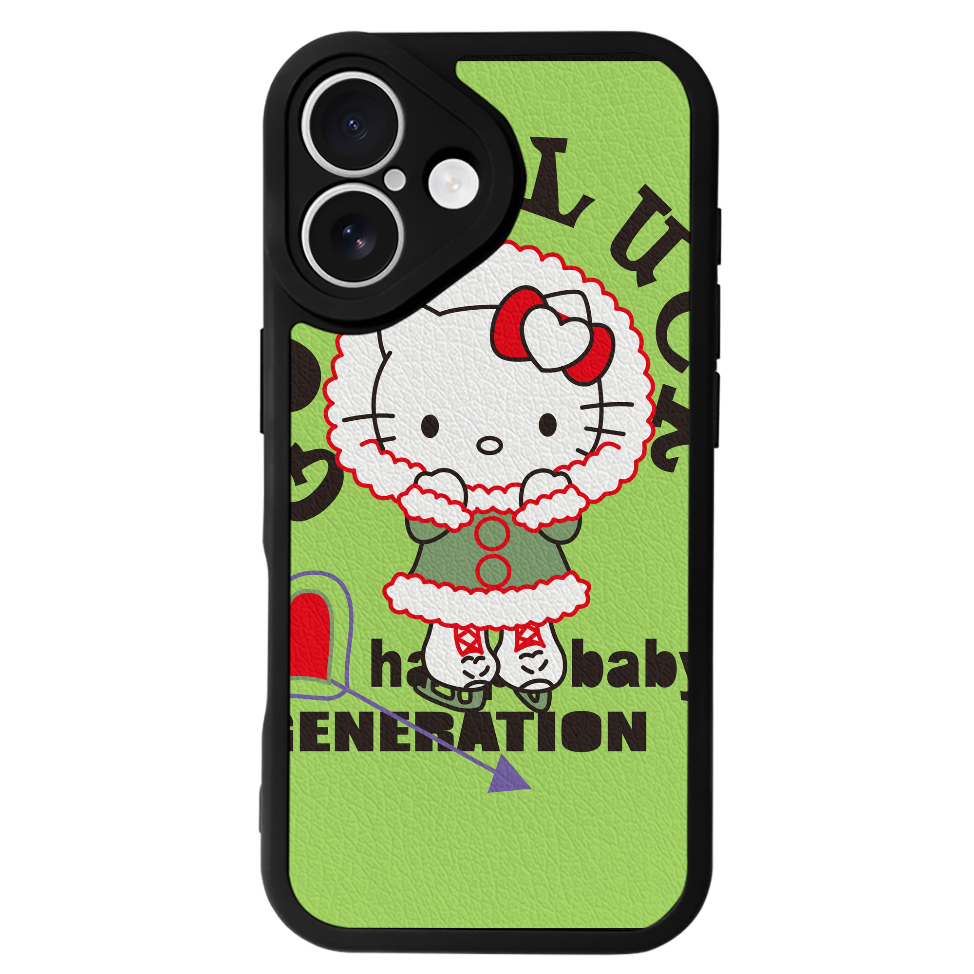 （画像用） Hello Kitty ハローキティ 【iPhone 16シリーズ対応】シリコンスマホケース（レザー調） 材質：シリコン